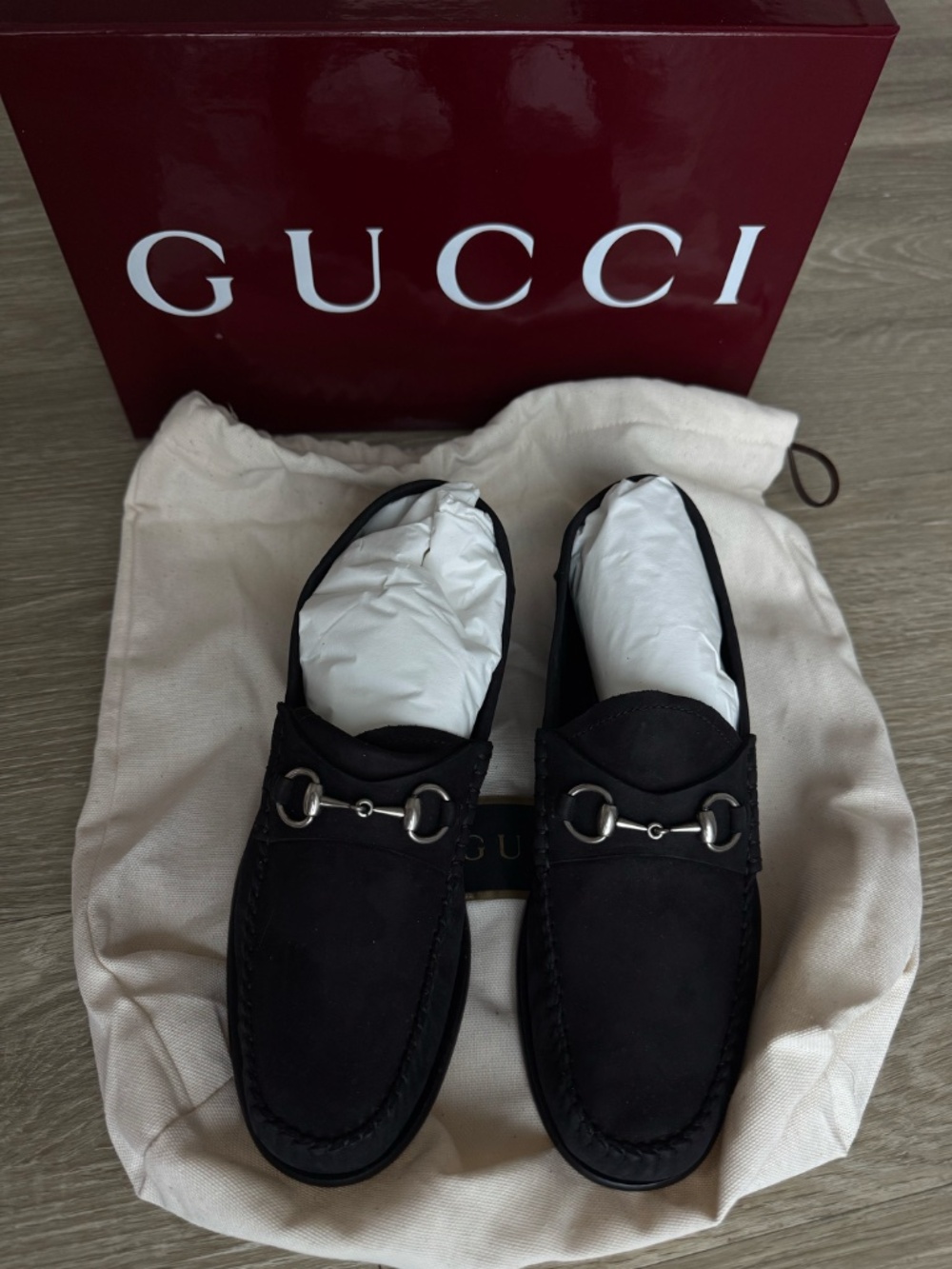New Gucci Gigi Horsebit 1953 Suede Mocassin Loafers